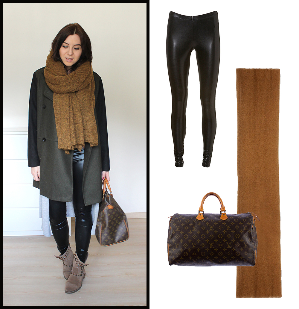 weekly outfit review, fashionblog tirol, interiorblog, beautyblog tirol, nietenboots zara, oversize mantel mango, louis vuitton speedy 40 vintage, wet look leggings, xl schal asos tobacco