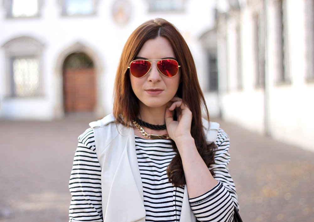 who is mocca, fashionblog tirol, beautyblog, interiorblog, overkneestiefel kombinieren, trenchcoatweste, streifenshirt outfit, shopper braun, great lengths extensions, ray ban verspiegelte Sonnenbrille