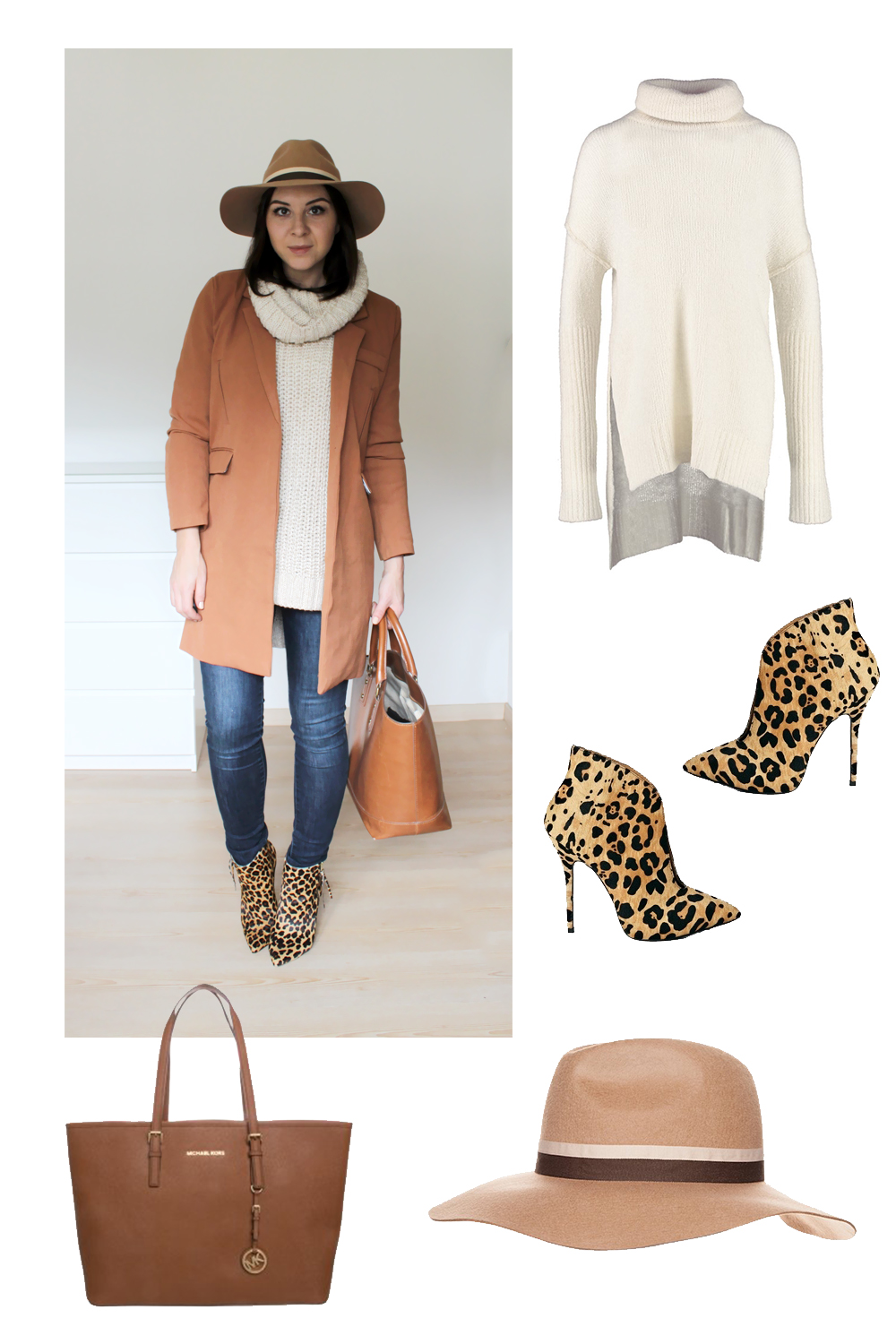 weekly outfit review, fashionblog tirol, fashionblog österreich, leo stiefeletten, camel mantel oasap, winter mantel trend, michael kors tasche, fedora hut topshop beige, rollkragen pullover, turtleneck