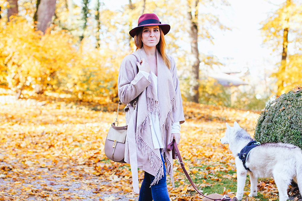 who is mocca, modeblog, fashionblog, herbstoutfit inspiration, fransenjacke outfit, fransenjacke kombinieren, frenchie, schloss ambras, innsbruck, streetstyle, river island pumps, fedora christy madison, chloe dupe lookalike, whoismocca.me