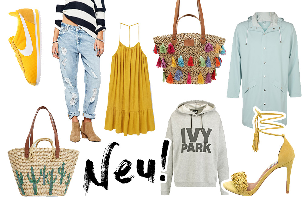 Neu in den Onlineshops April 2016, Trendfarbe Gelb, Strohtaschen, Frühlings Outfits, Spring Trends, IVY PARK, Mango, Asos, Regenjacke Mintgrün, Boyfriend Jeans, Boho, Aquazzura Lookalike Heels, Fashion Blog, Modeblog, whoismocca.me