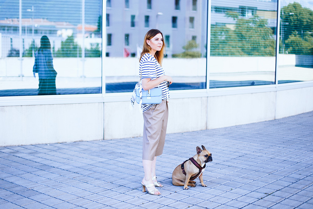 Anine Bing Shirt, Leder Culotte, goldene Mules, Valentino Glam Lock Bag, Frenchie, Streetstyle, Fashionblog, Modeblog, whoismocca.me