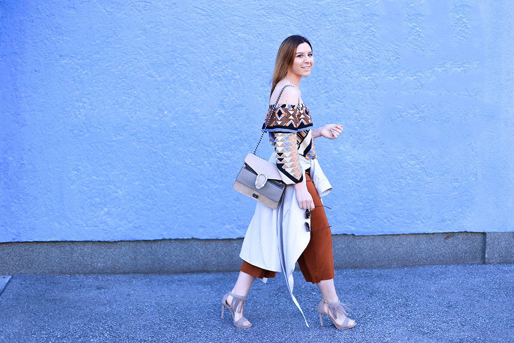 Off-Shoulder Outfit, Culotte, Fransen High Heels, Off-Shoulder Bluse, Streetstyle, Fashion Blog, Modeblog, whoismocca.me