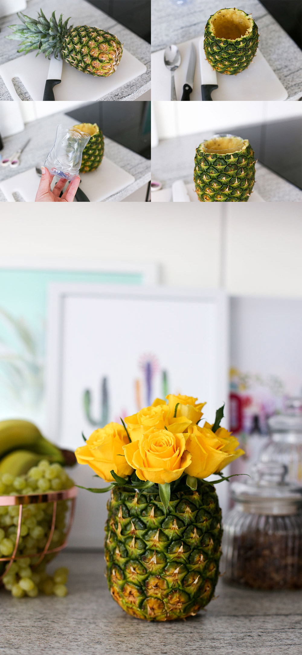 DIY Ananas Vase, Rose DIY, Pimp my Kitchen, Küche verschönern, Küchen Hacks, Do It Yourself, Interior Blog, Magazin, whoismocca.me