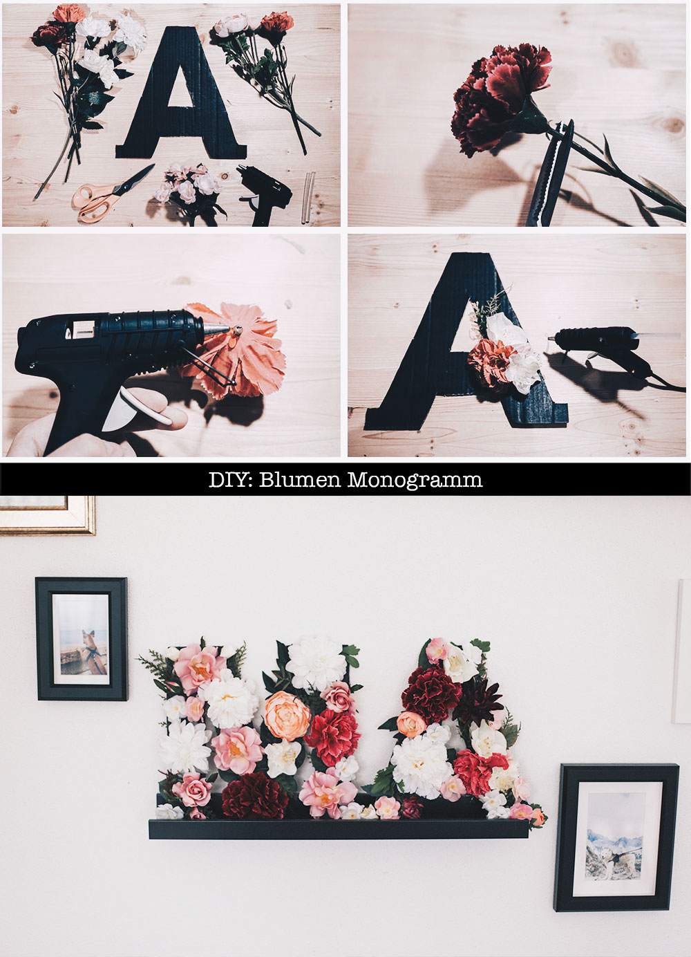 DIY, Blumen Monogramm, Do it yourself, Blooming monogram, Lifestyle Blog, Schritt-für-Schritt Anleitung, whoismocca.me