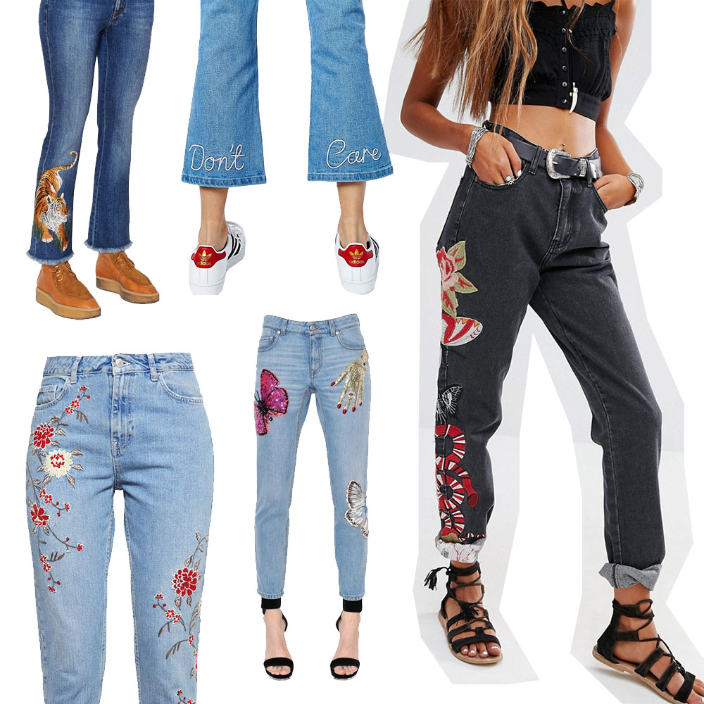 Das sind die 2 Top Jeans-Trends für den Herbst, bestickte Jeans, Jeans mit Stickerei, distressed Jeans, Stufensaum, Vetements Jeans Lookalikes, Jeans mit asymmetrischem Saum, Fashion Blog, Modeblog, whoismocca.me