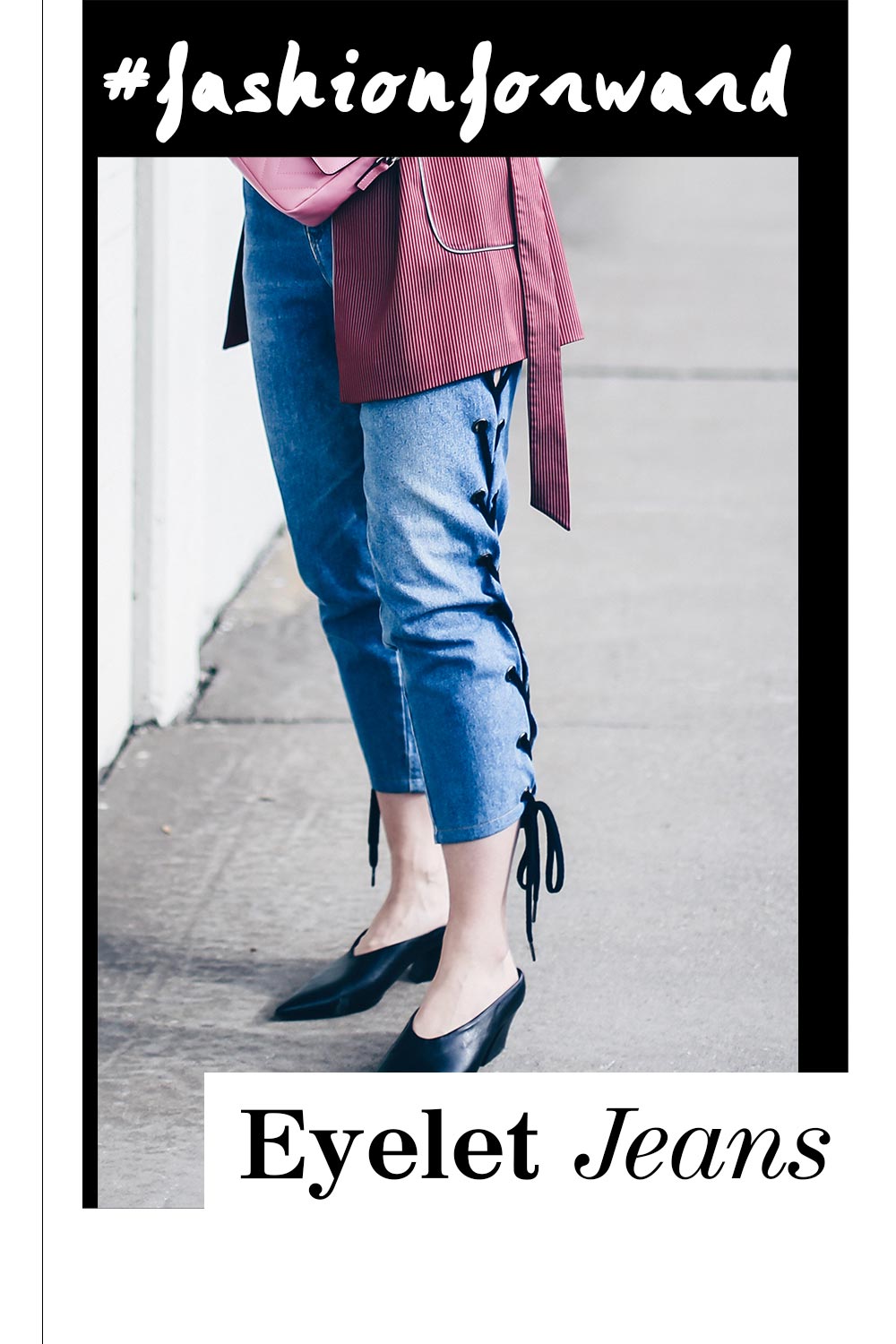 The Eyelet Jeans aka Fashion Forward Denim Trend, How to wear, Pink Bag, Guitar Strap, Pyjama Blazer, Streetstyle, Fashion Blog, Modeblog, Outfit Blog, Style Blog, whoismocca.me