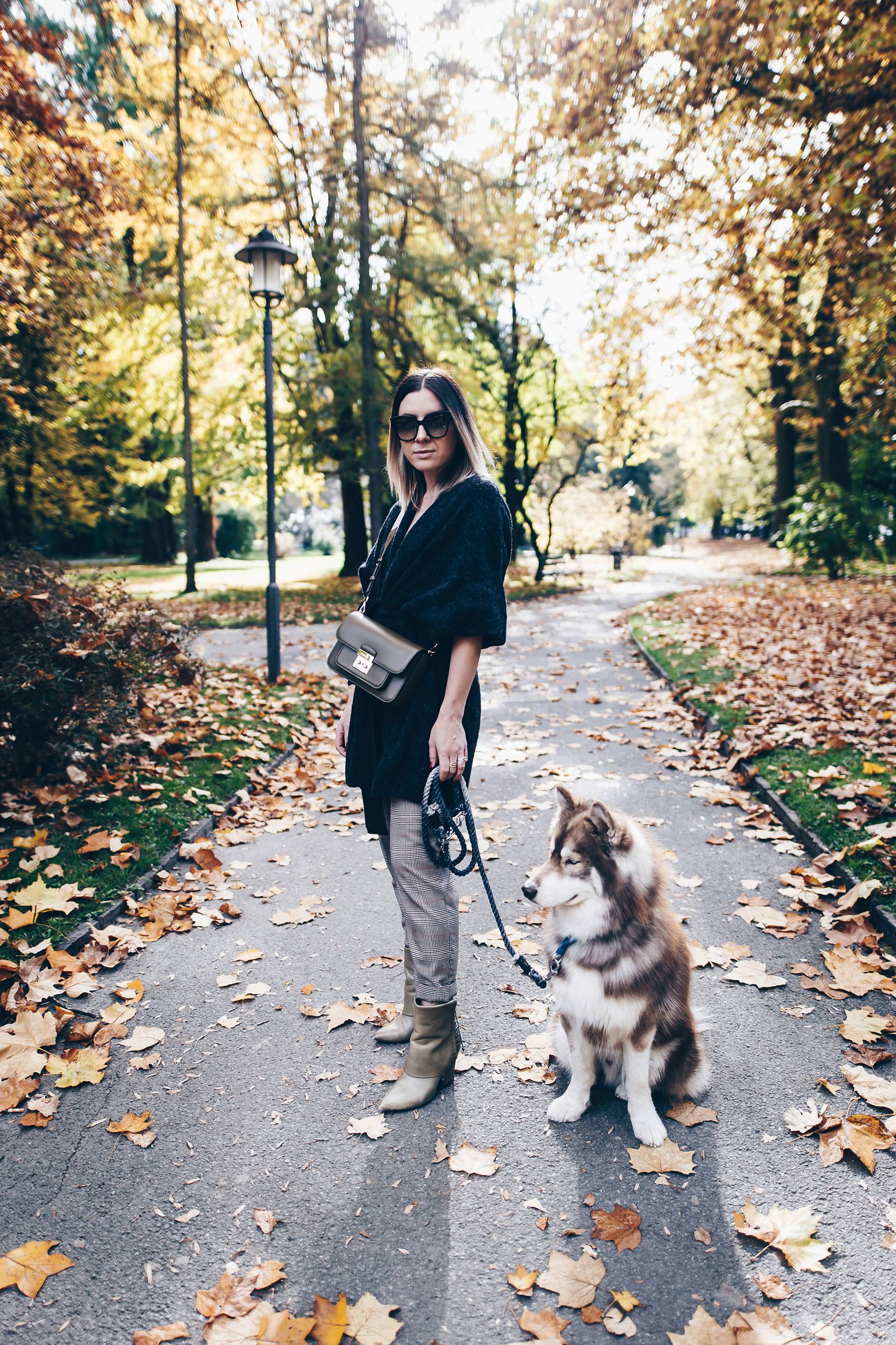 Herbst Outfit mit Cardigan, Glencheck Hose, Khaki Stiefeletten, Michael Michael Kors Cross Body Bag, Outfit of the Day, Outfits Blog, Fashion Blog, Modeblog, www.whoismocca.me