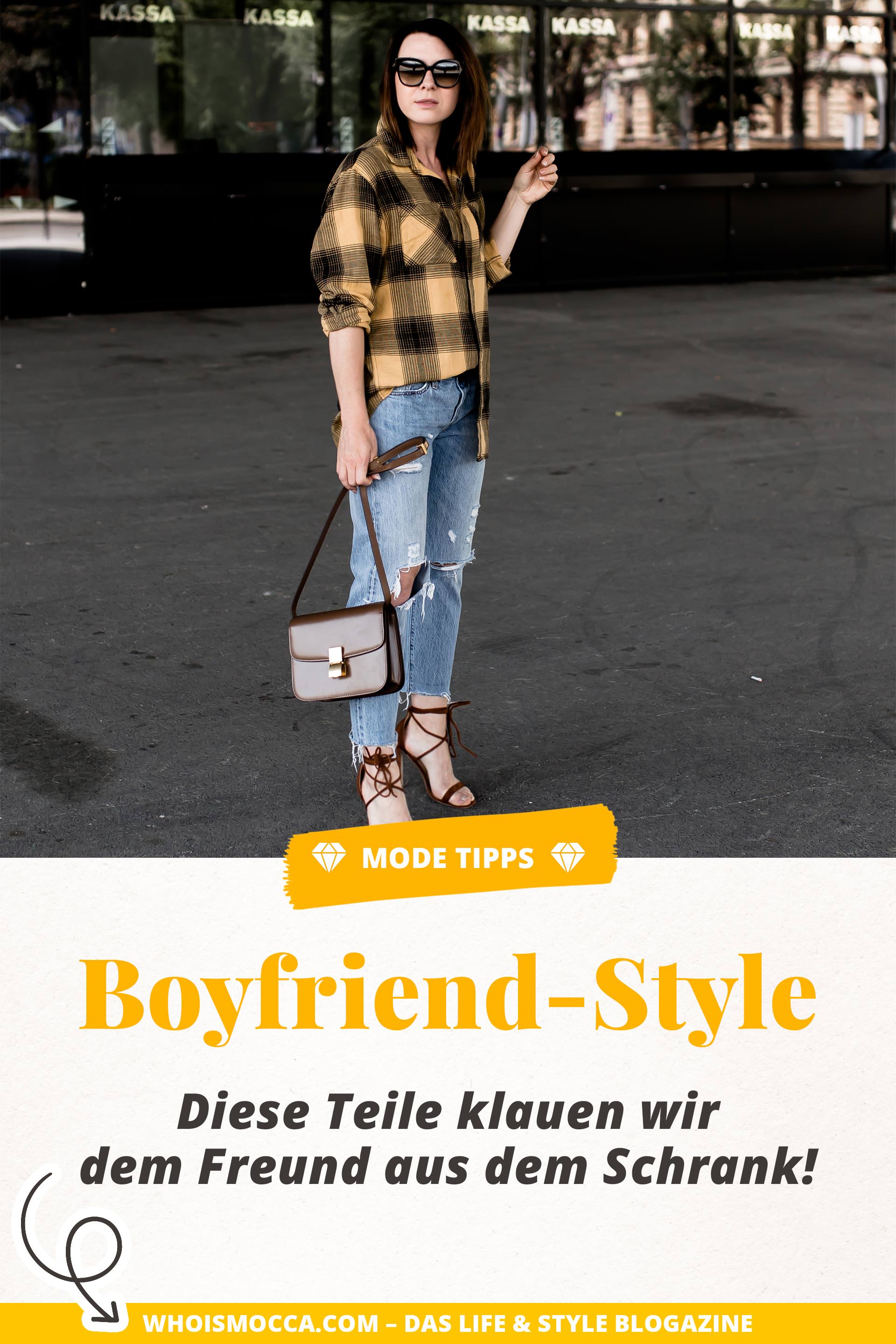 Boyfriend Jeans kombinieren, Boyfriend Style, Klamotten und Kleidung vom Freund tragen und anziehen, Styling Tipps, Mode Tipps, kariertes Hemd stylen, Outfit Ideen, Frühlingsoutfit für Frauen, #boyfriend #boyfriendstyle #boyfriendjeans #karohemd #outfit #styling #streetstyle, www.whoismocca.me