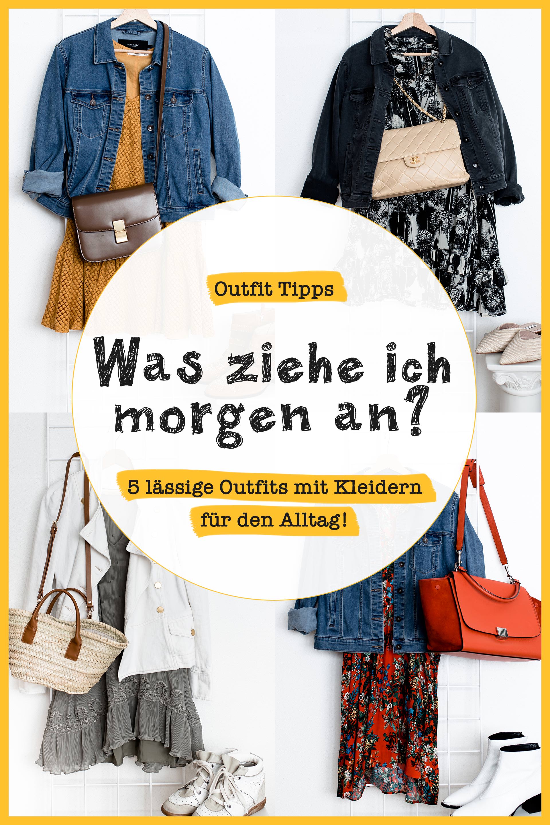 Was ziehe ich morgen an? 5 Mode Tipps für Outfit Ideen mit Kleidern für den Alltag, Kleider im Alltag kombinieren, Outfits mit Jeansjacke, Alltagsoutfits, Mode für Frauen, Fashion Blogger, www.whoismocca.me, #ootd #outfits #mode #styling #fashiontrends #modetrends