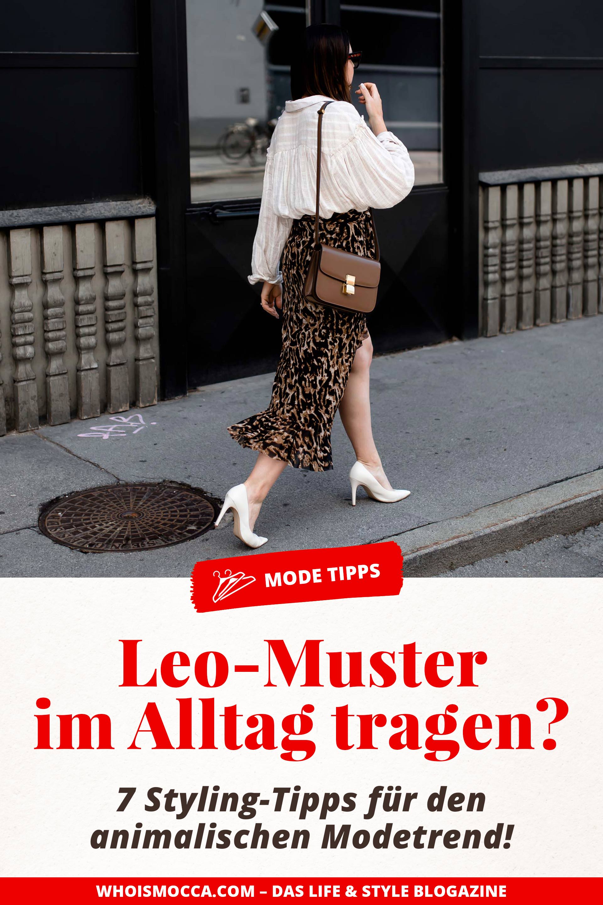 Leopardenmuster im Alltag kombinieren, Wickelrock mit Leo-Print, Midirock mit Volant, Sommer Outfit mit Bluse und Rock, Pumps im Alltag, Leo-Print im Alltag stylen, Streetstyle, Sommermode, Mode Tipps, Styling-Tipps, Fashion Trends, Modeblogger, Fashion Magazin, www.whoismocca.me, #modetipps #fashiontrends #sommermode #outfits #ootd #modeblogger #rock #leomuster #streetstyle #fashion