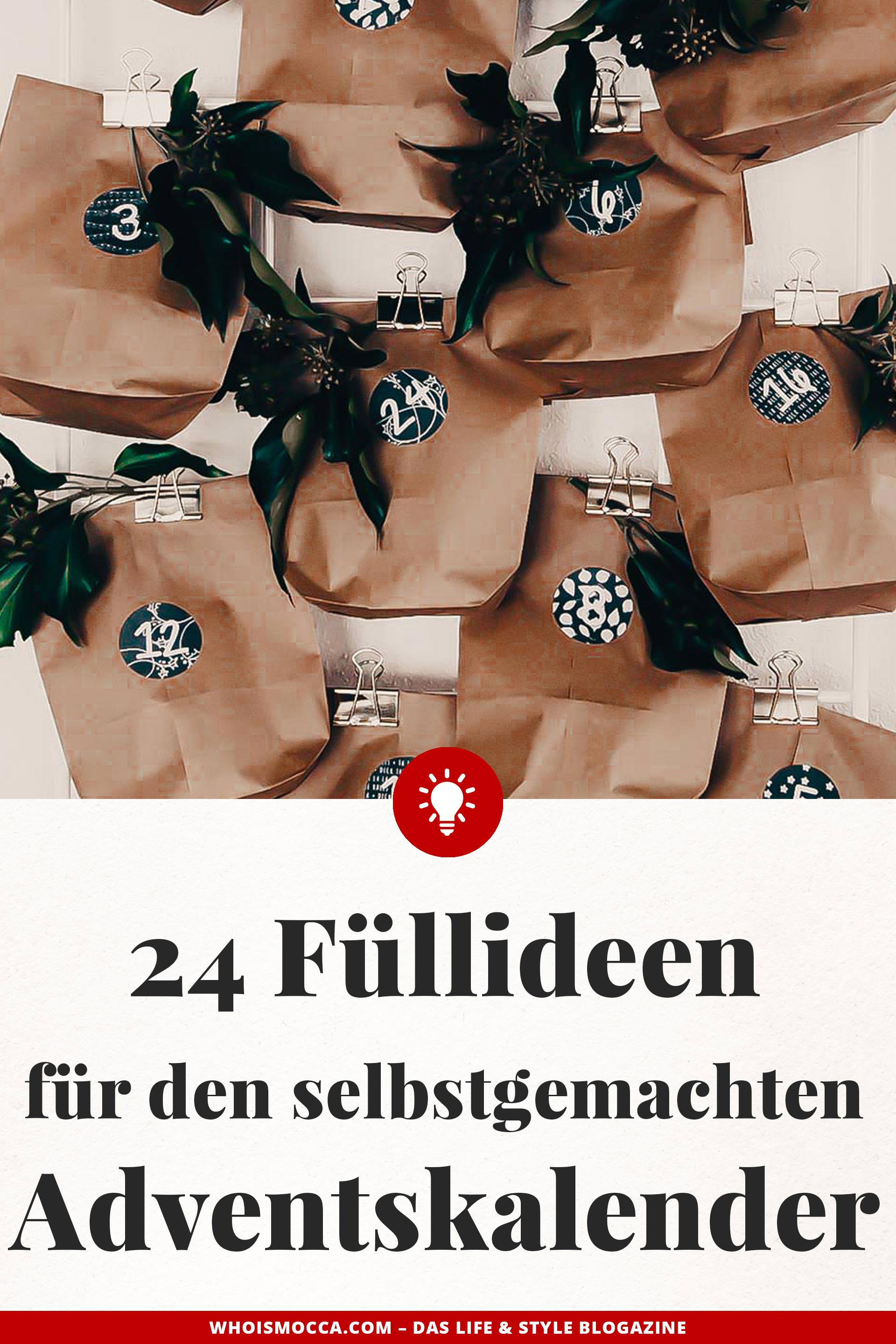 enthält unbeauftragte Werbung. 24 Füllideen für selbst gemachte Adventskalender, Was gebe ich in den selbst gebastelten Adventskalender?, DIY Adventskalender Ideen, DIY und Interior Blog, www.whoismocca.me #adventskalender #adventcalendar #diy #xmas