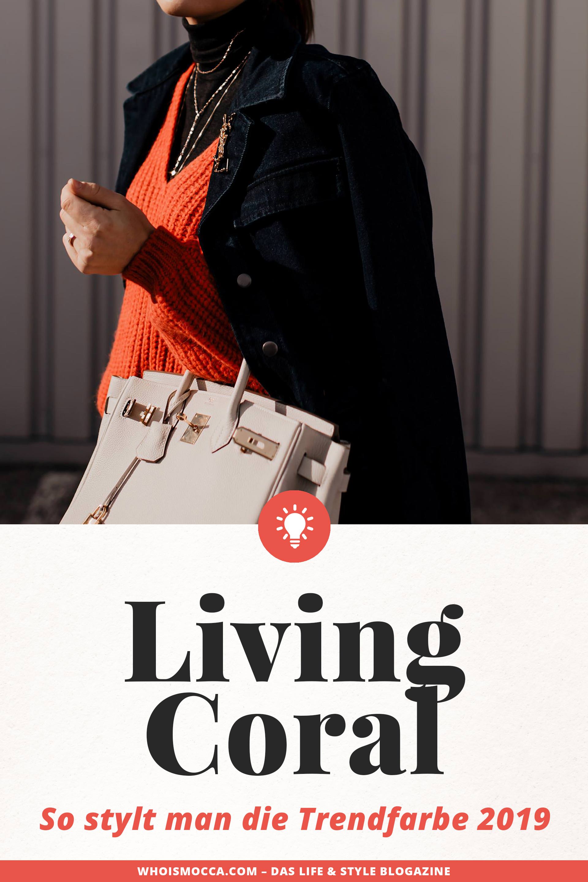 enthält unbeauftragte Werbung // Living Coral, pantone farbe des jahres 2019, pantone farbe 2019, Koralle kombinieren, styling tipps, mode tipps, trendfarben für 2019, modetrends 2019, Outfit für jeden Tag, Closed Pullover, Jeansjacke kombinieren, Sneaker Wedges, Hermes Birkin, www.whoismocca.me #livingcoral #trendfarbe #modetrends #styling #modeblogger