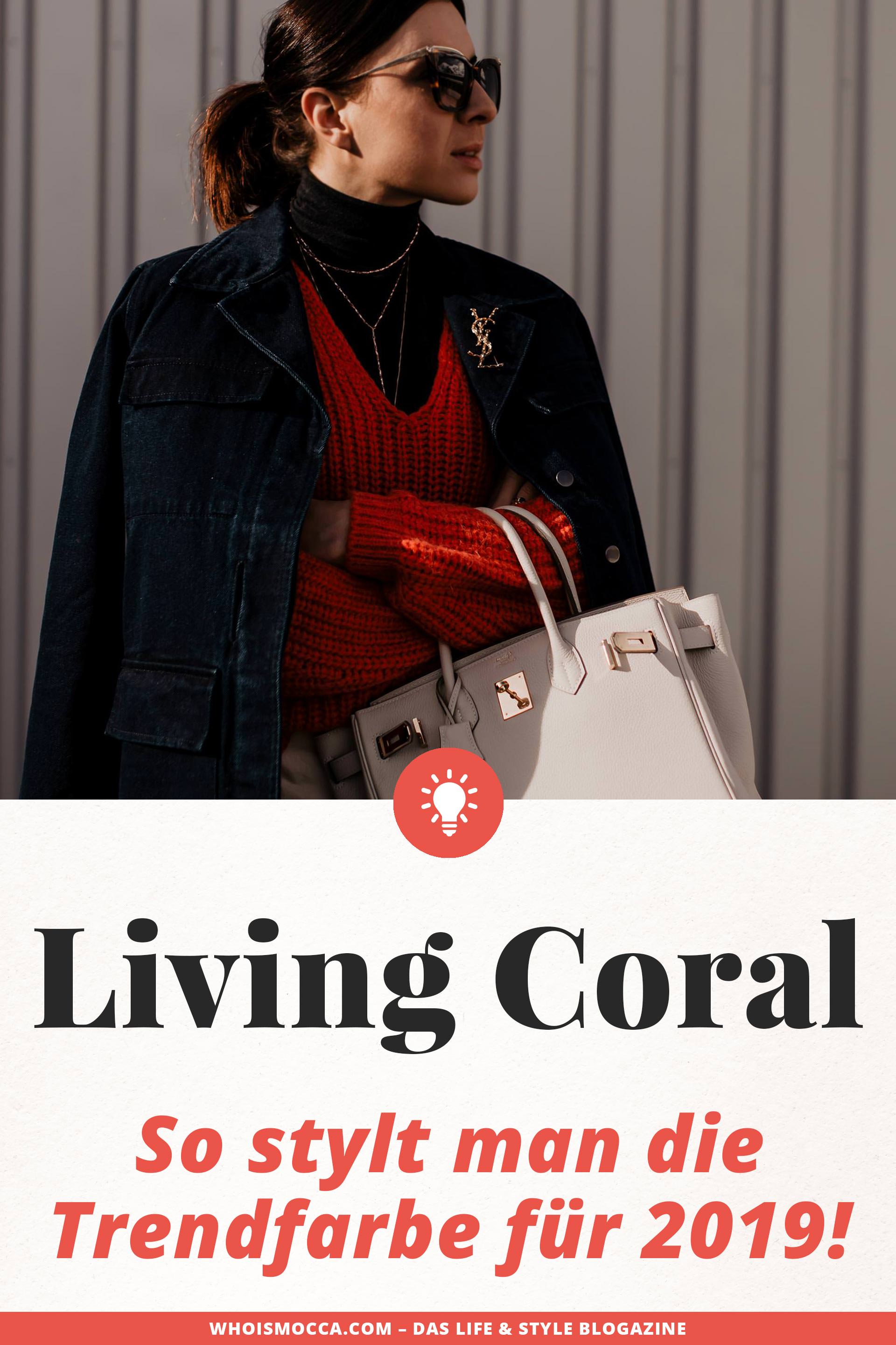 enthält unbeauftragte Werbung // Living Coral, pantone farbe des jahres 2019, pantone farbe 2019, Koralle kombinieren, styling tipps, mode tipps, trendfarben für 2019, modetrends 2019, Outfit für jeden Tag, Closed Pullover, Jeansjacke kombinieren, Sneaker Wedges, Hermes Birkin, www.whoismocca.me #livingcoral #trendfarbe #modetrends #styling #modeblogger