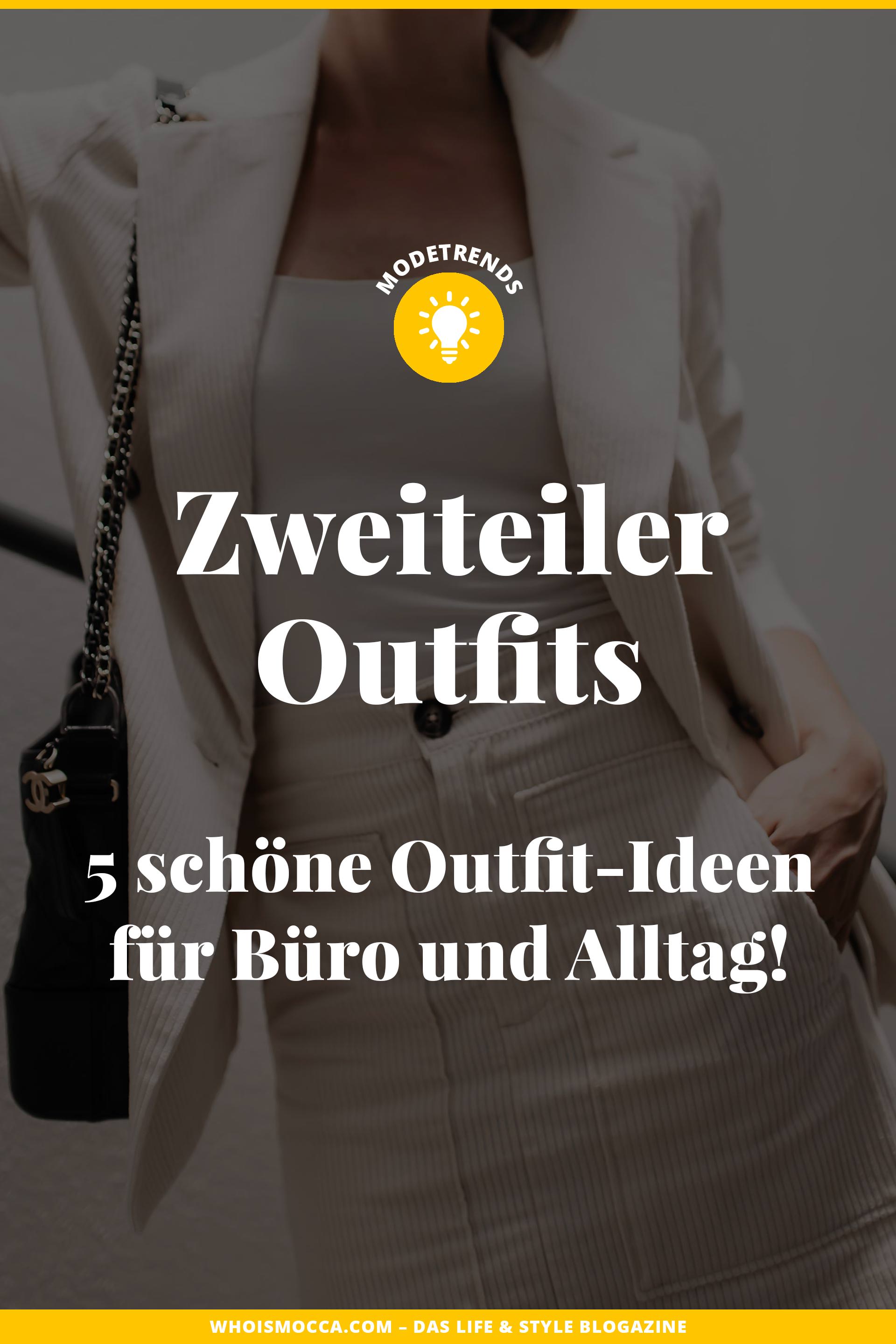 Am Modeblog findest du heute schöne Zweiteiler Outfits für den Alltag und fürs Büro. Ich zeige dir Rock und Bluse Kombinationen, Paperbag-Hosen Stylings, Shorts und Blazer Sets sowie lässige weitere Outfit-Ideen für jeden Tag. www.whoismocca.me #zweiteiler #herbsttrends