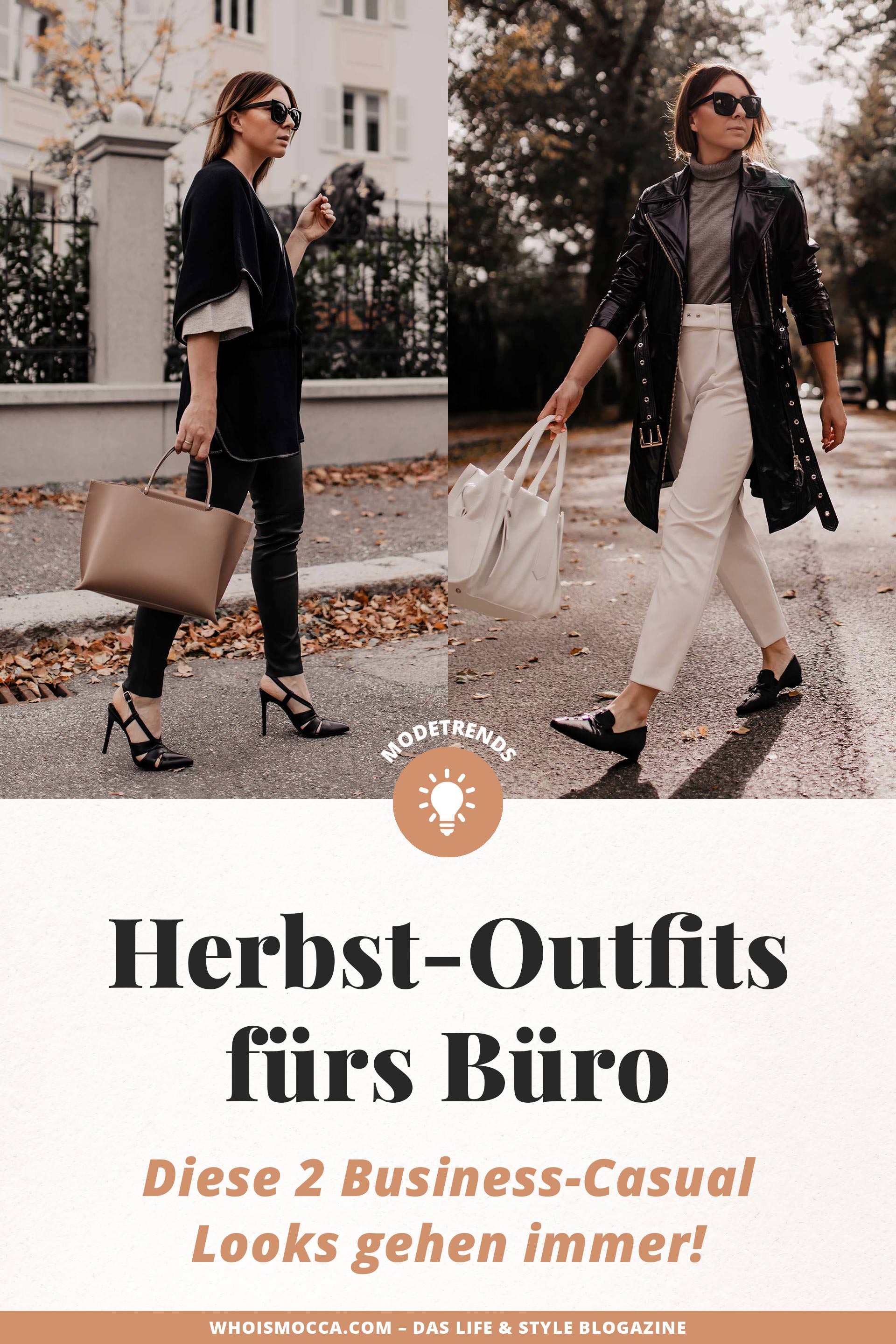 Herbst-Outfits fürs Büro // Anzeige // Diese 2 Business-Casual Looks gehen immer! Auf meinem Modeblog stelle ich dir 2 Büro-Outfits für den Herbst vor, die stilsicher, elegant und bequem sind. www.whoismocca.me #herbstoutfit #bürooutfit #businessoutfit #karriereblog