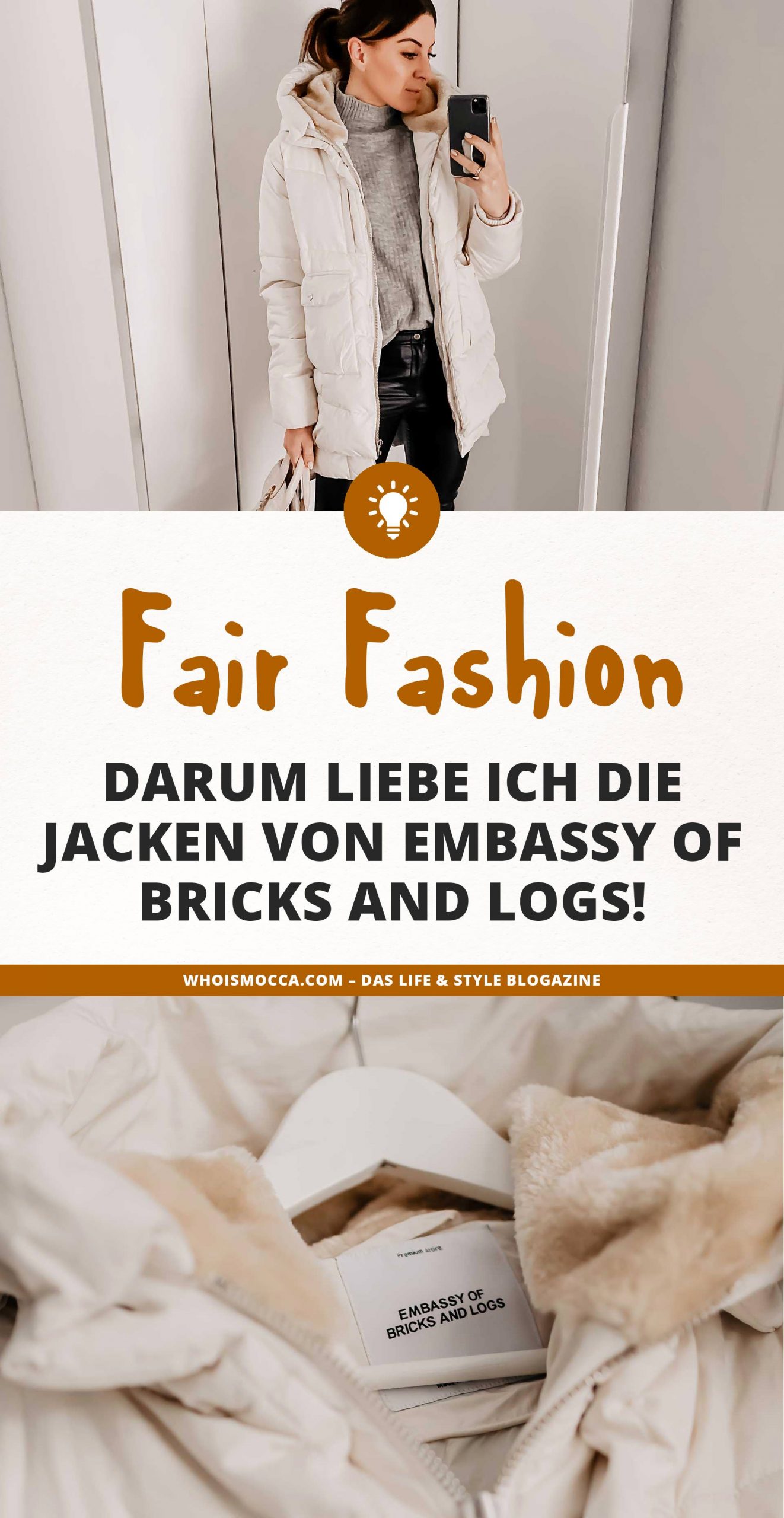 Auf dem Modeblog dreht sich heute alles um die vegane Fair Fashion Marke Embassy of Bricks and Logs. Wo du die Outerwear online kaufen kannst und warum ich die nachhaltige Modemarke so liebe, erzähle ich dir auf whoismocca.me #nachhaltigkeit #fairfashion #veganemode #fairemode #embassyofbricksandlogs