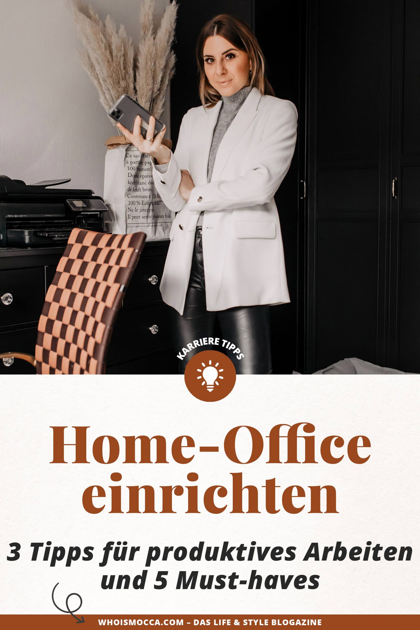 Home-Office einrichten leicht gemacht! Ich habe 3 Tipps für produktives Arbeiten und 5 Must-haves für einen organisierten Arbeitsplatz für die am Interior und Karriere Blog gesammelt. www.whoismocca.me #homeoffice #arbeitsplatz #zuhausearbeiten #produktiv