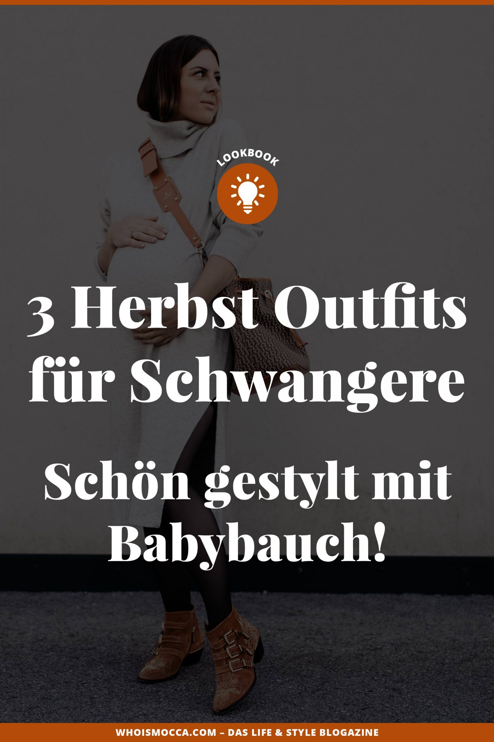 Am Mamablog findest du 3 Herbst Outfits für Schwangere, dich ich gerade am liebsten trage. Hochschwanger, im 10. Schwangerschaftsmonat und das ganz ohne Umstandsmode! www.whoismocca.me